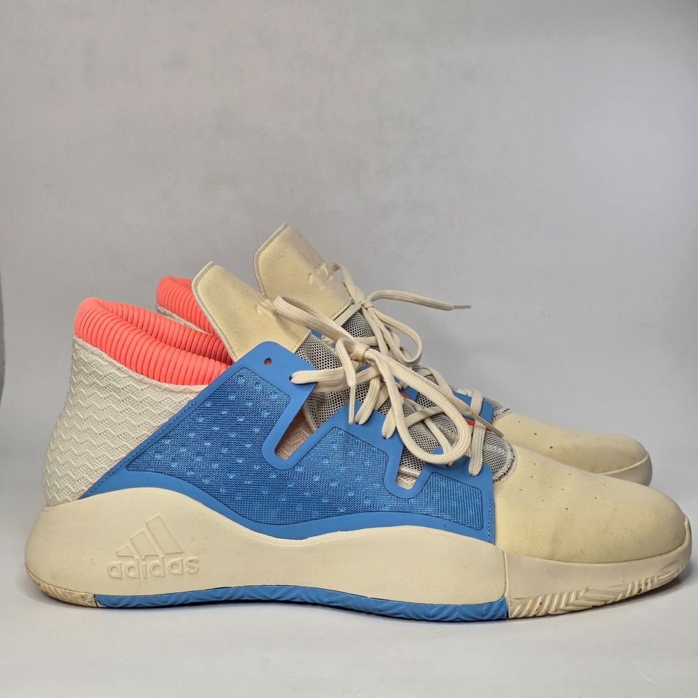 Adidas Pro Vision Basketball Sneakers Men's Size 16 Cream Blue Shoes BB7823 UK15
